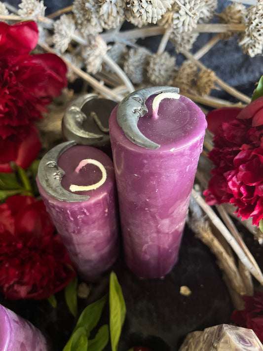 Moon Drip Pillars in Purple or Black Beeswax