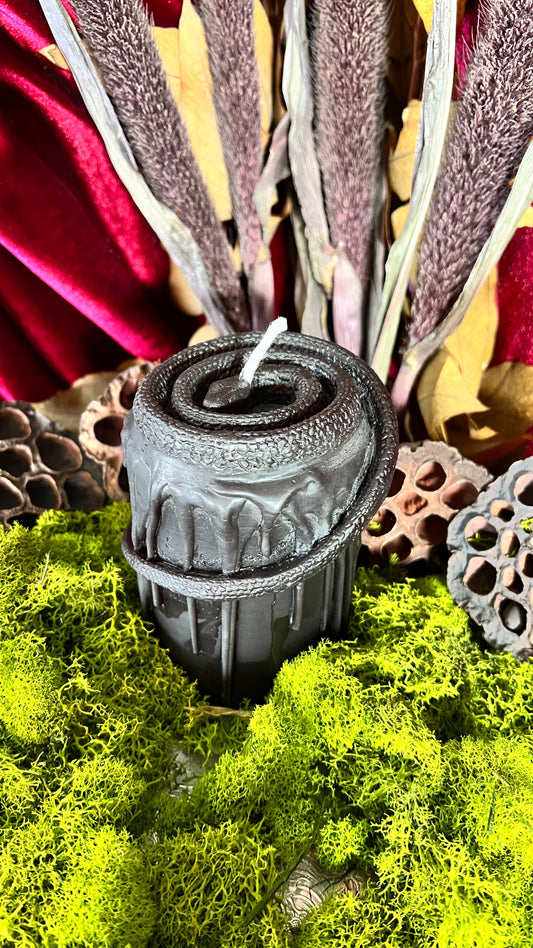 Large Serpent Pillar In Black Beeswax